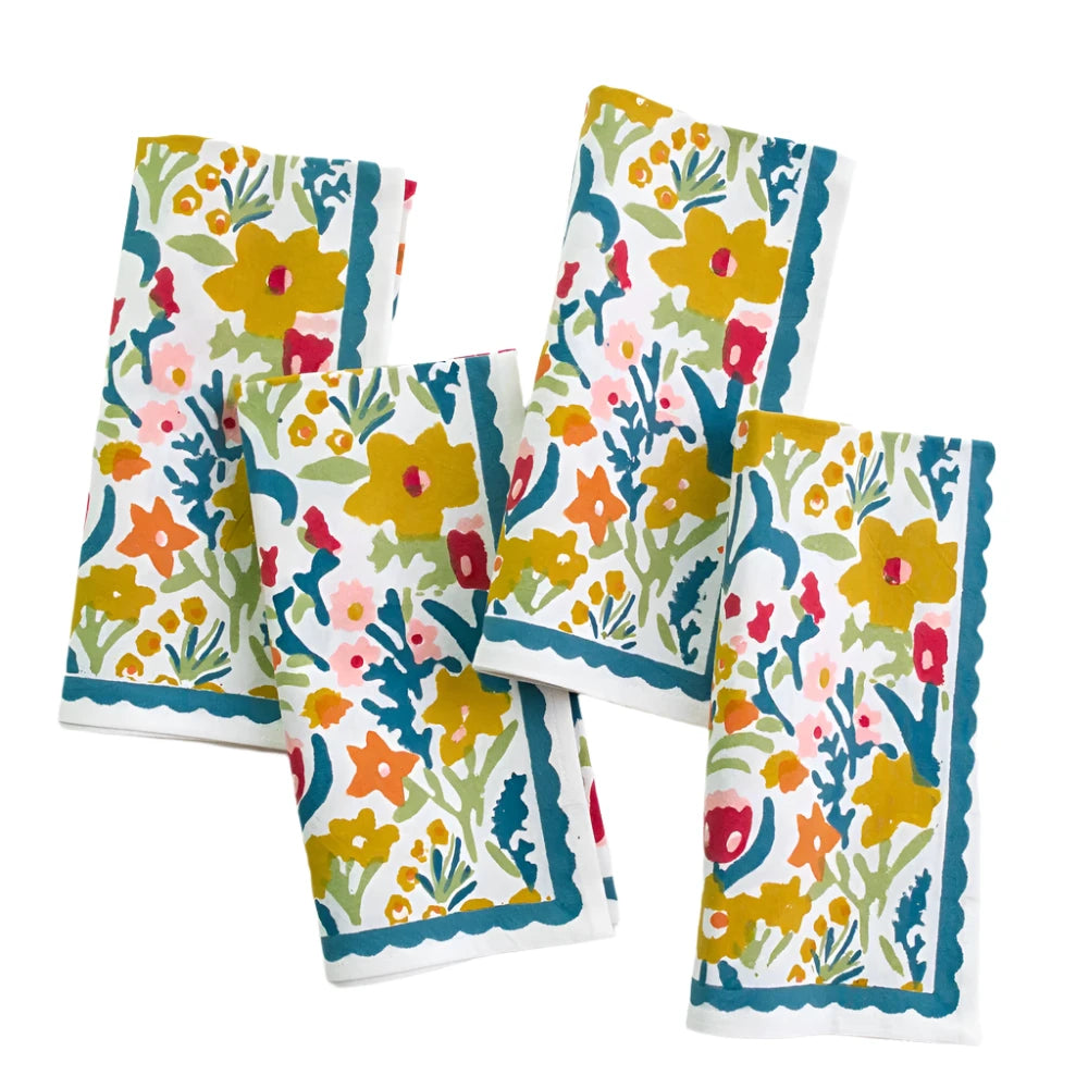 Teal Garden Napkin Set of 4