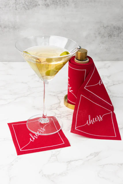 Red Cocktail Napkin Roll