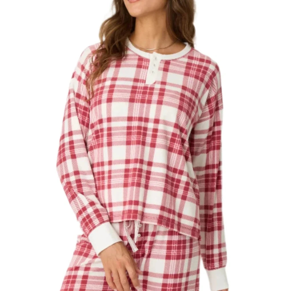 P.J. Salvage Red Plaid Jammie Top