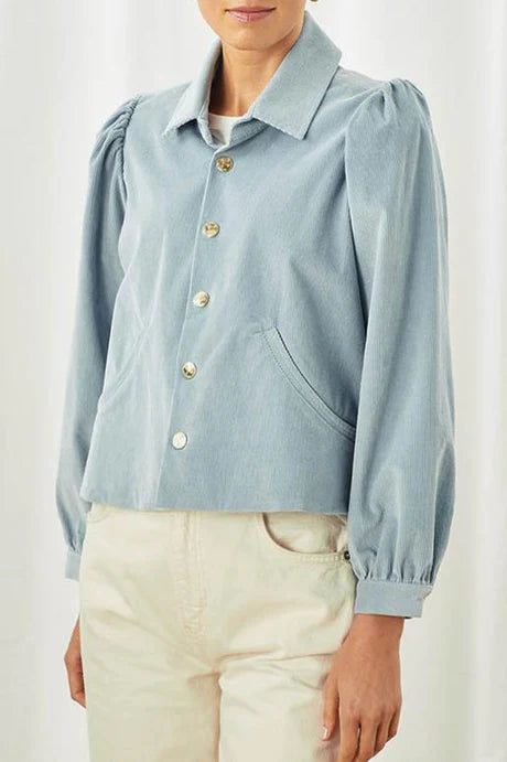 Cartolina Nantucket Colby Snap Front Jacket - Stretch Corduroy - Mineral Blue