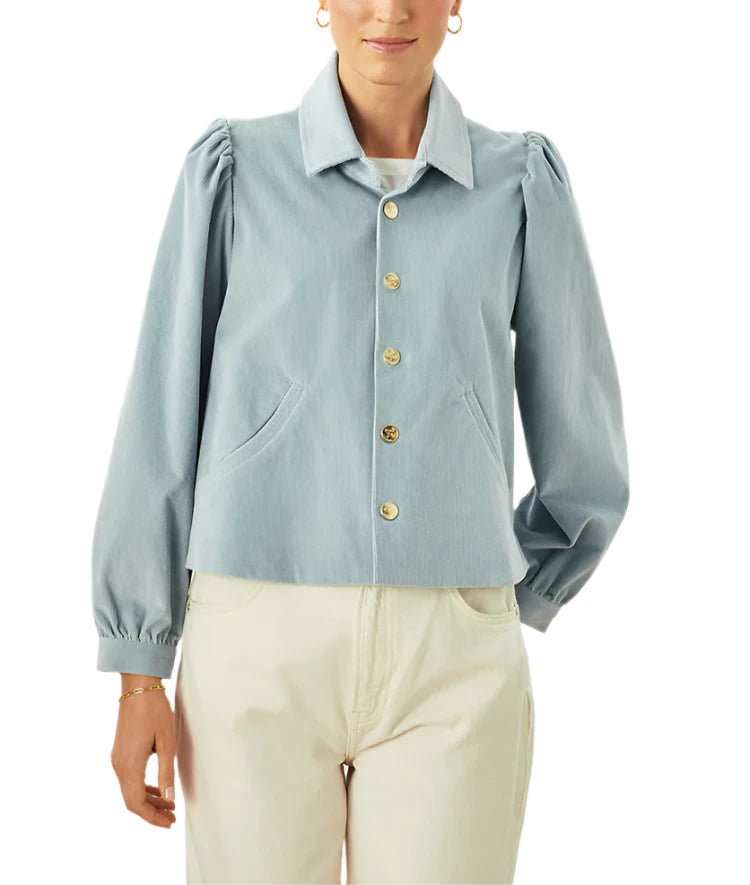 Cartolina Nantucket Colby Snap Front Jacket - Stretch Corduroy - Mineral Blue