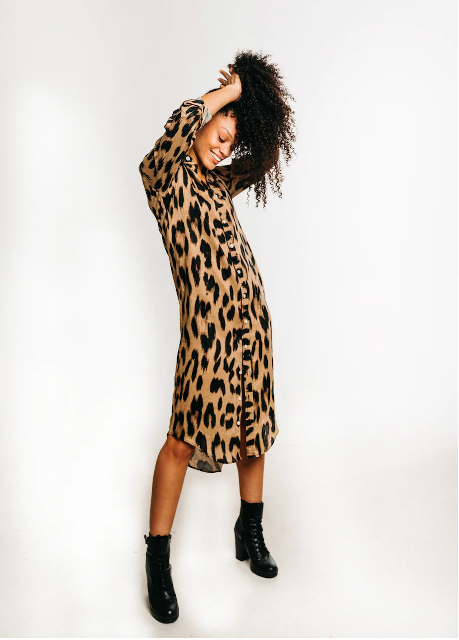 Emily Phillips Cheetah Linen Dress