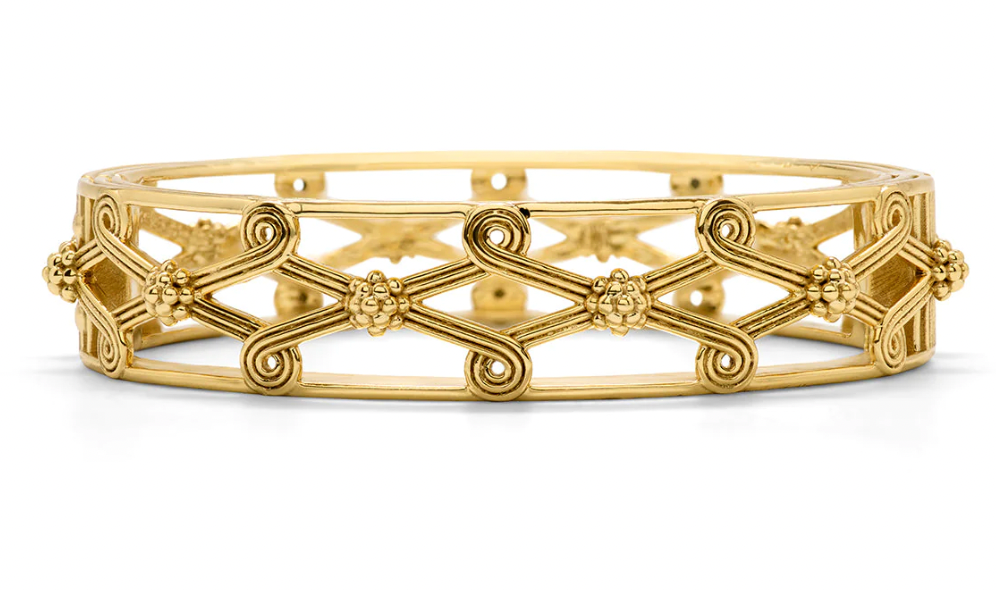 Capucine De Wulf Goddess Monique Lattice Hinged Bangle in Gold