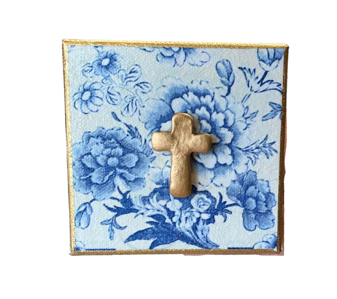 Chinoiserie Gold Gilded Cross Canvas Art