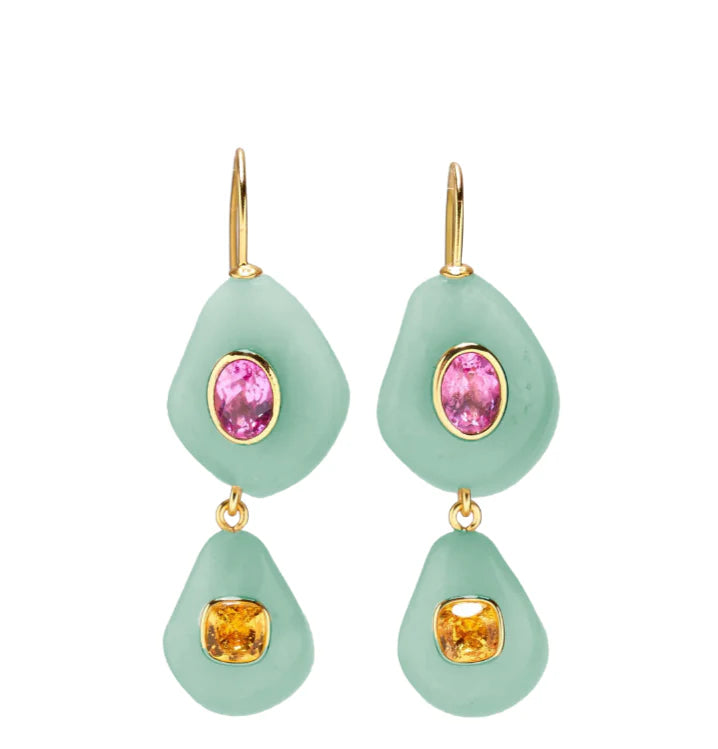 Lizzie Fortunato Stacked Stone Earrings in Amazonite