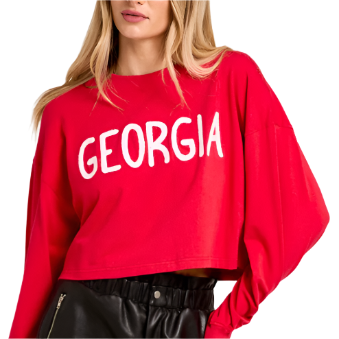 Red Georgia Cropped Sweatshirt