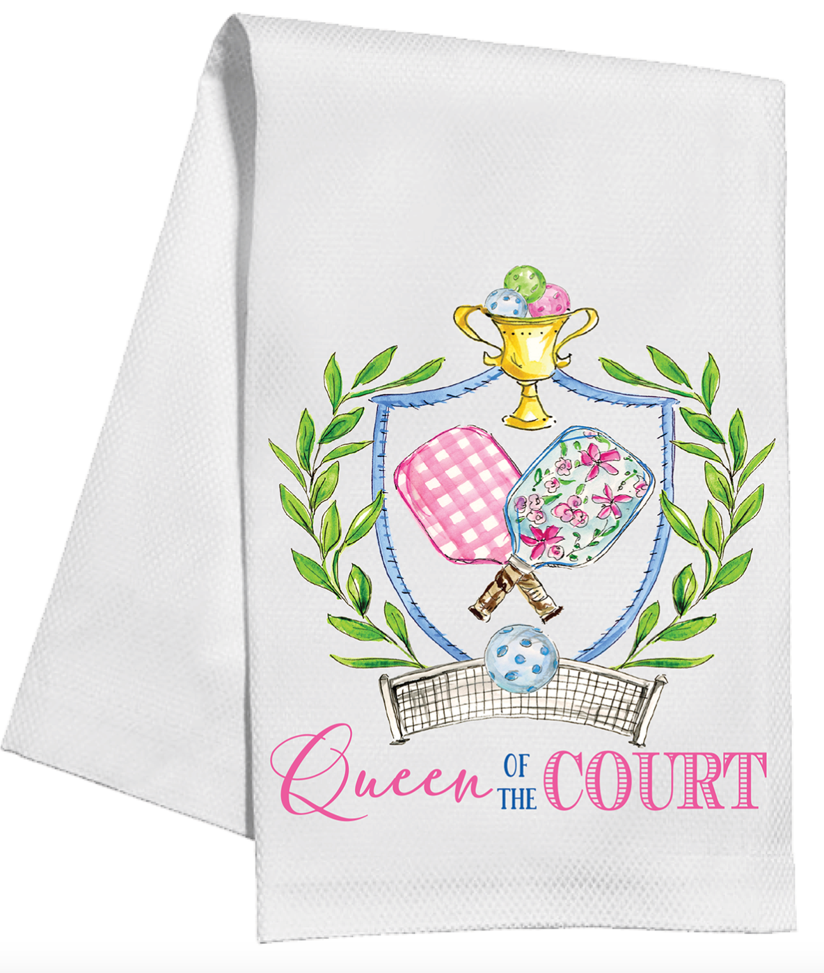 Kitchen Towel - Preppy Pickleball Crest Queen of the Court