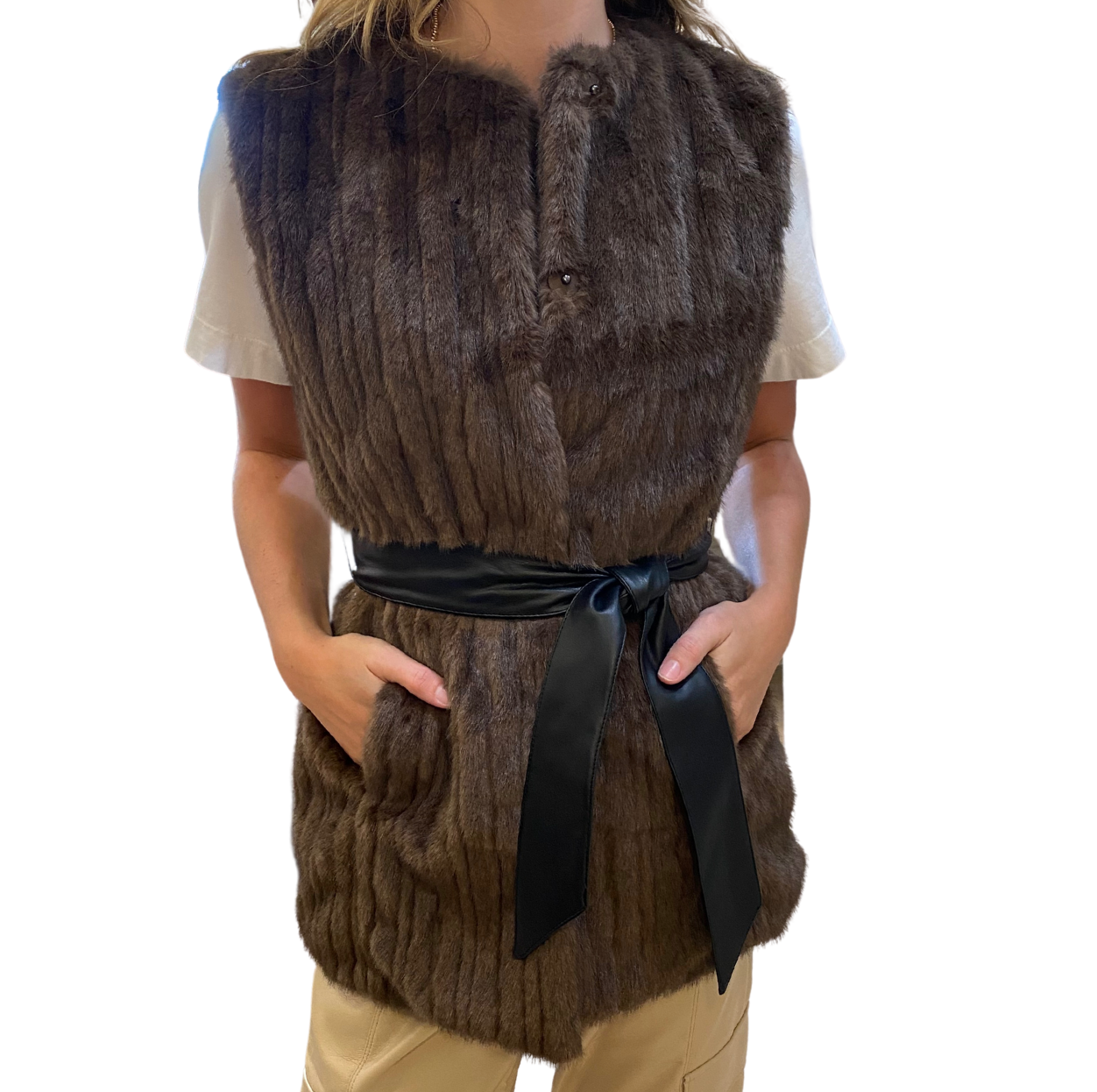 Patty Kim Cosmo Belted Vest - Sable