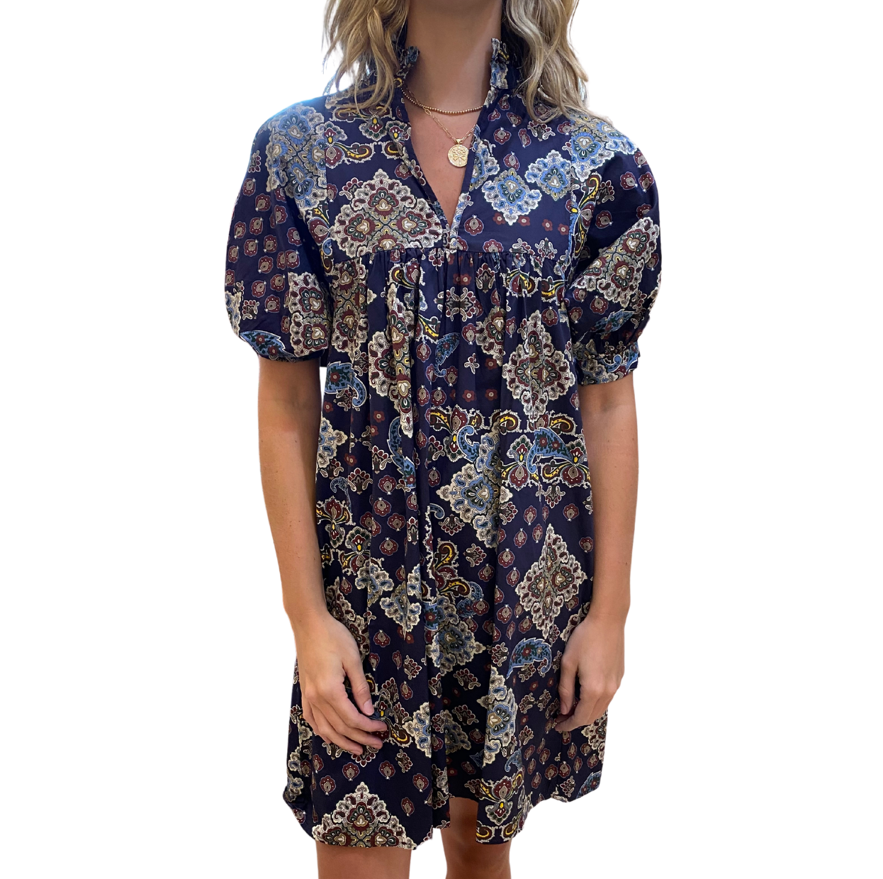 Never A Wallflower High Neck Dress - Paisley