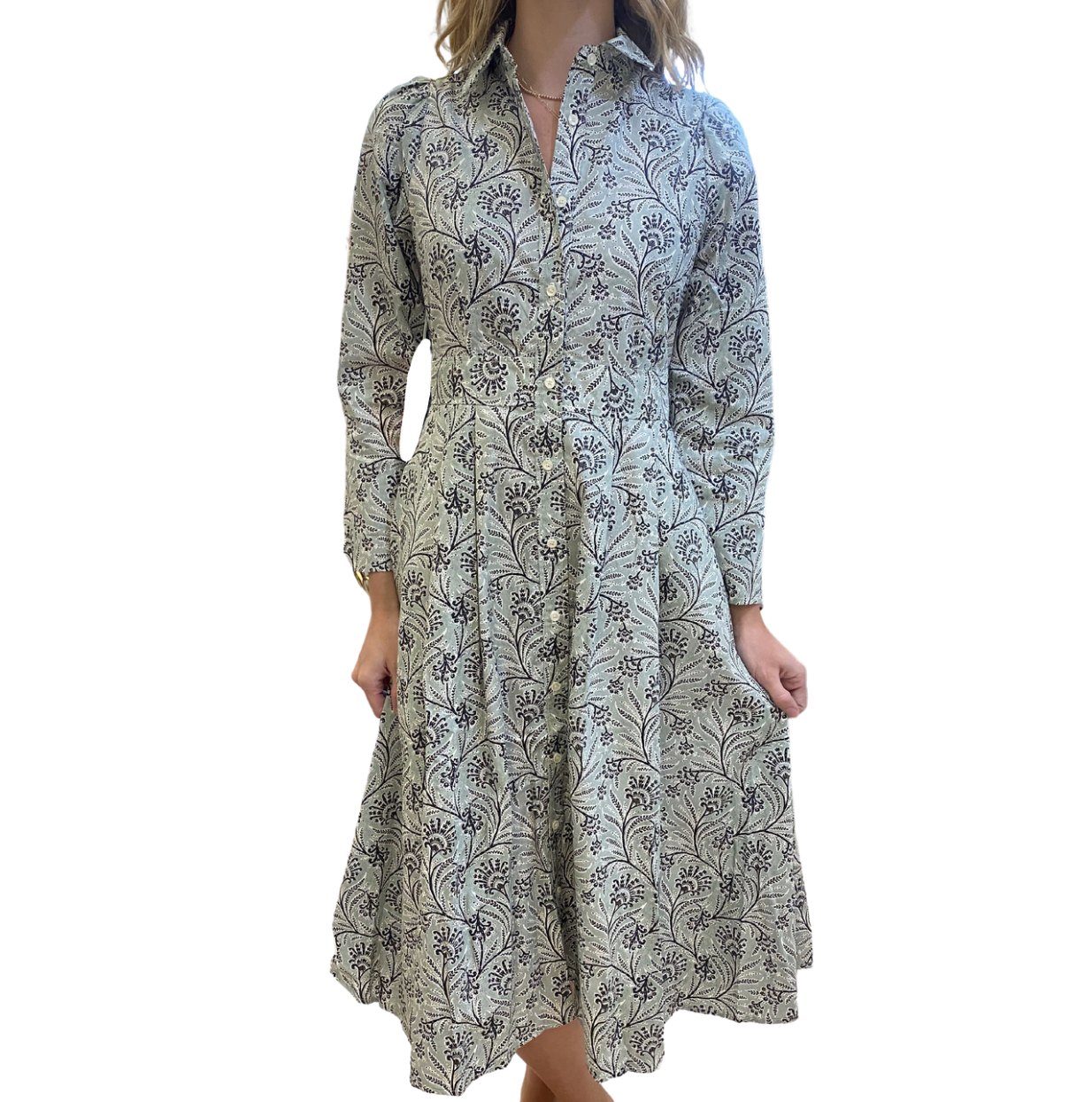 Never a Wallflower Shirt Dress - Blue Floral