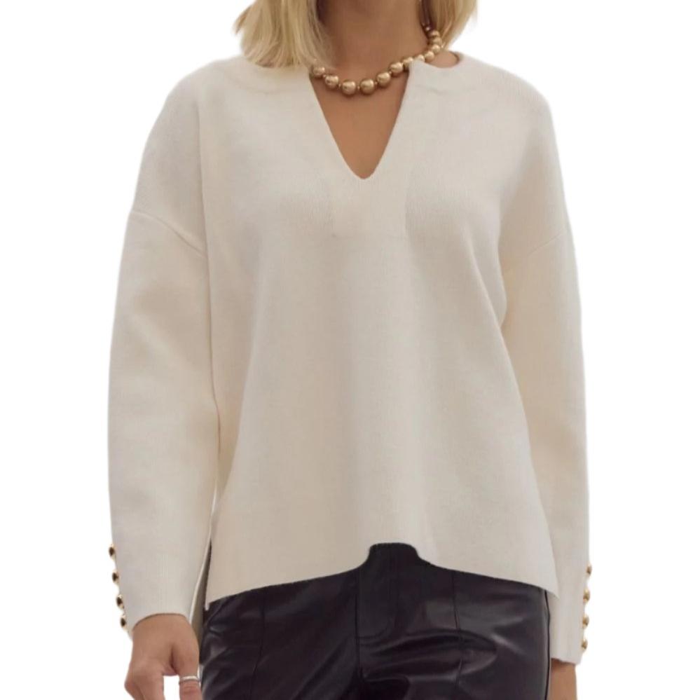 The Meg Gold Button Sweater - (three colors)