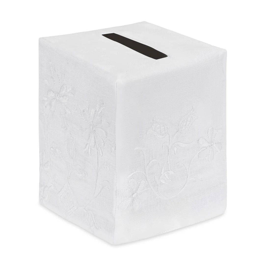 Bespoke Flower Tissue Box Cover - White