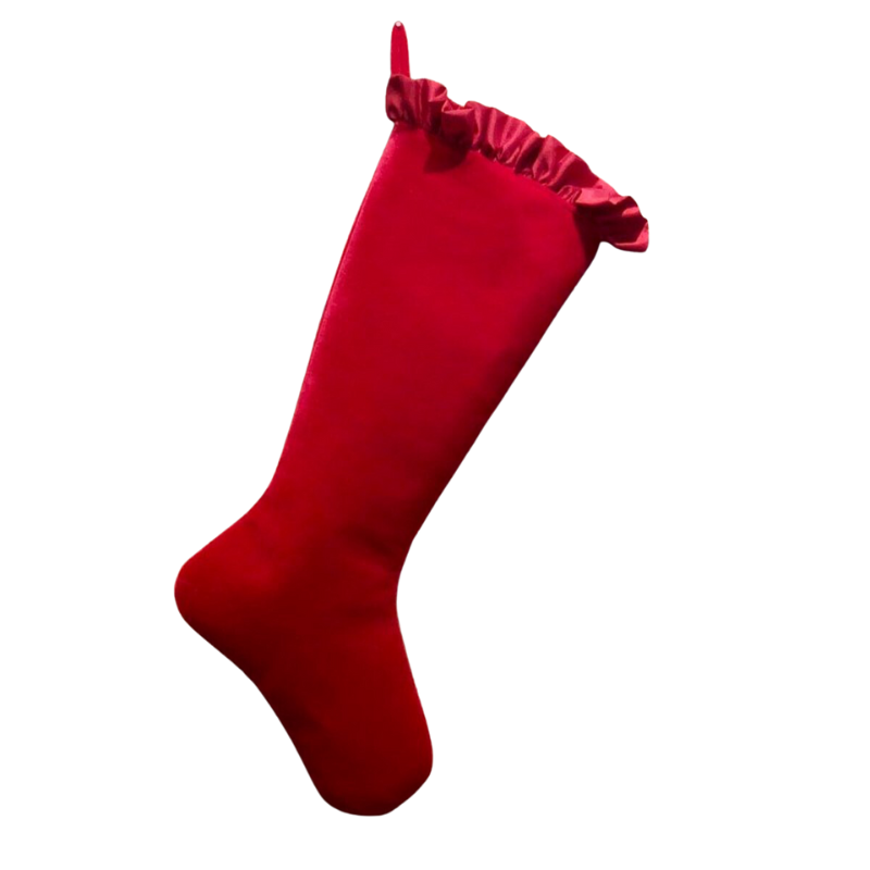 French Velvet Ruffle Stocking - (two colors)