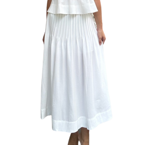 Picktuck A-Line Maxi Skirt - Off White