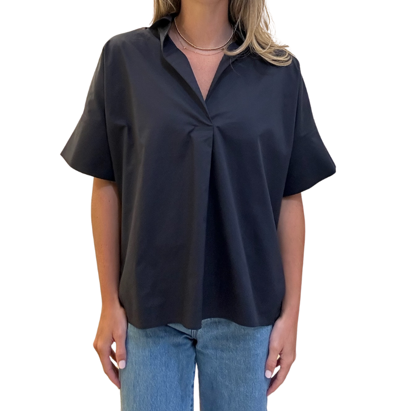 Collared Short Sleeved Shirt - Ink