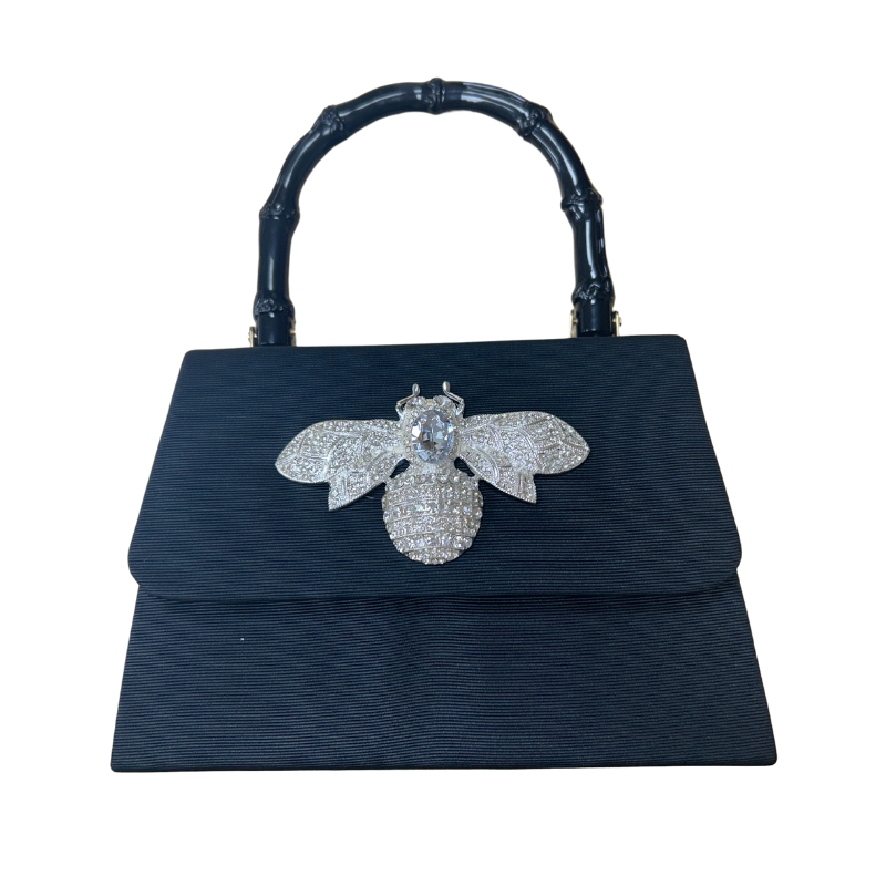 Lulu Bag with Bee - Black Faille