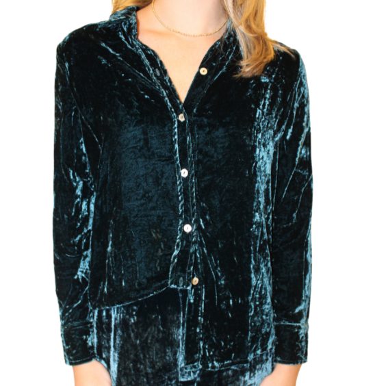 Lanhtrophy San Marino Velvet Shirt - Teal