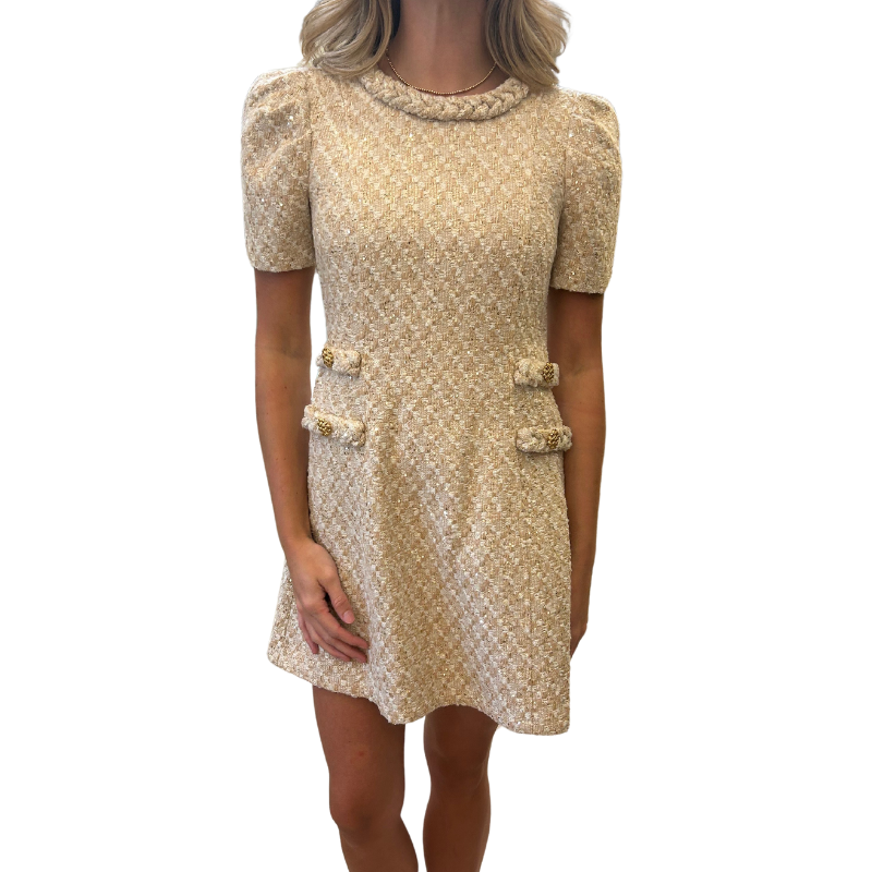 The Jackie Dress - Champagne Basket Weave