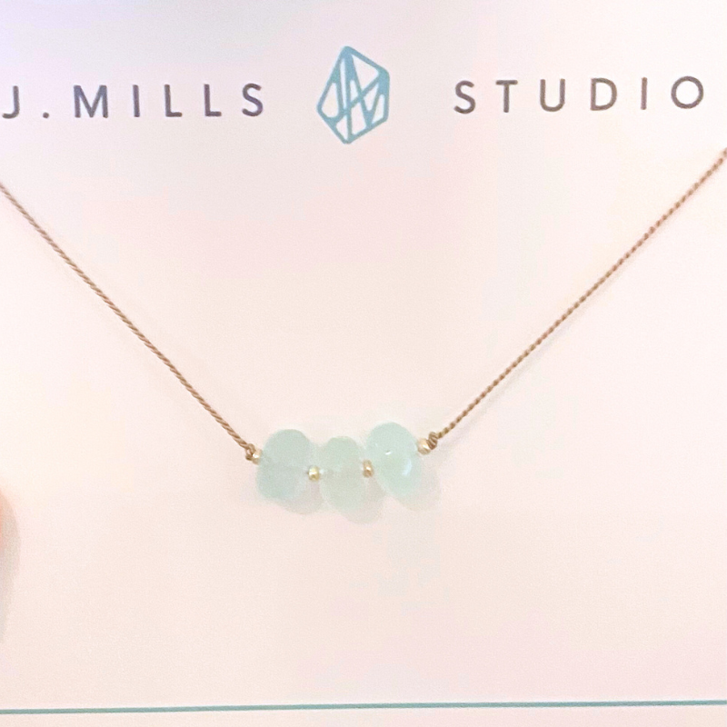 J. Mills Aqua Chalcedony Silk Cord Necklace