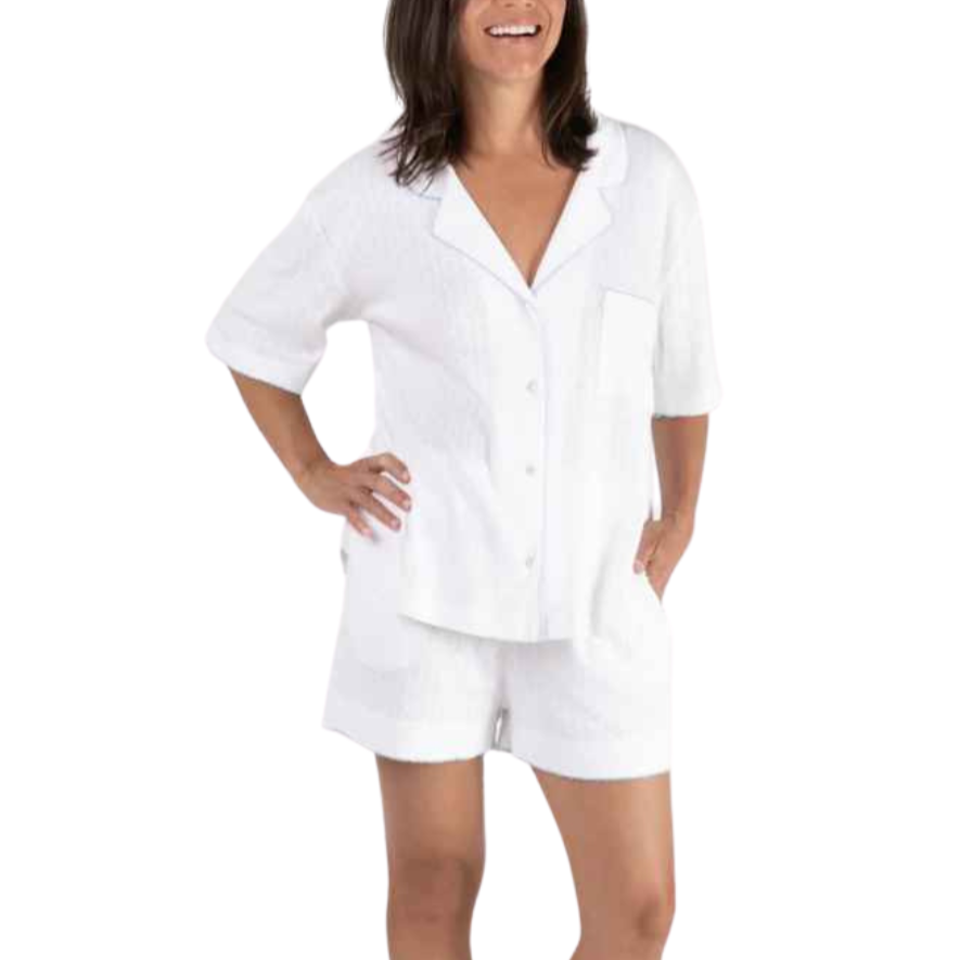 LenoraPointelle Cotton Pajamas Short Set - Blue