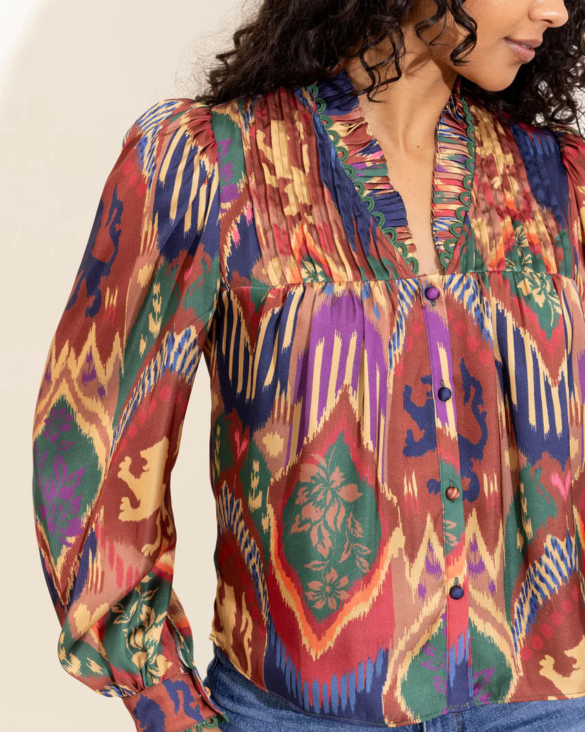 Alden Adair Oliver Top - Royal Ikat