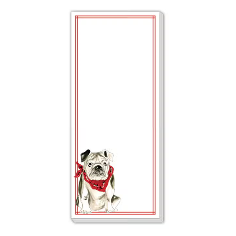 Skinny Notepad - Hand Painted Bulldog with Red Bandana