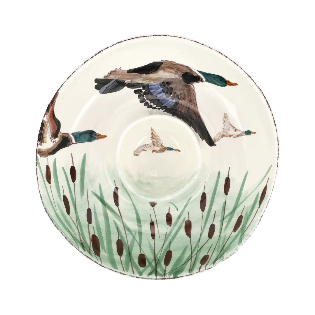 Vietri Wildlife Mallard Chip & Dip Bowl