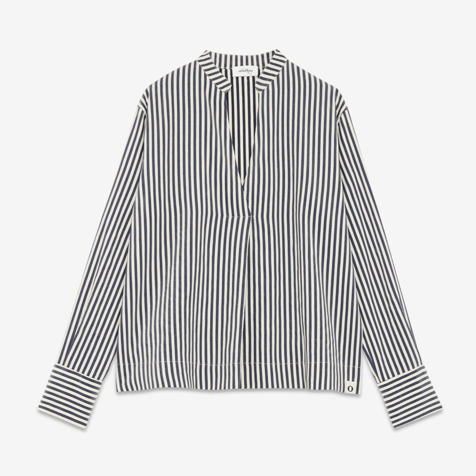 Ottod'ame Striped Blouse - Cream and Navy