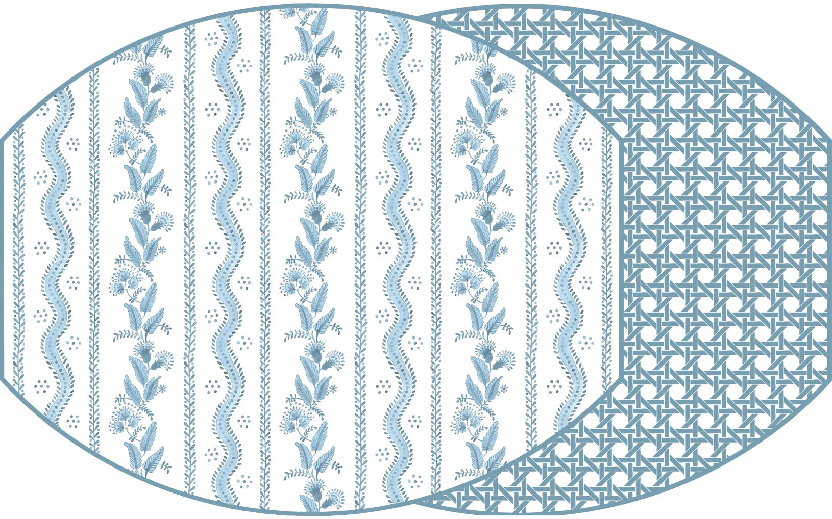 Holly Stuart Ellipse Two Sided Placemat Emma and Cane - Mid Blue