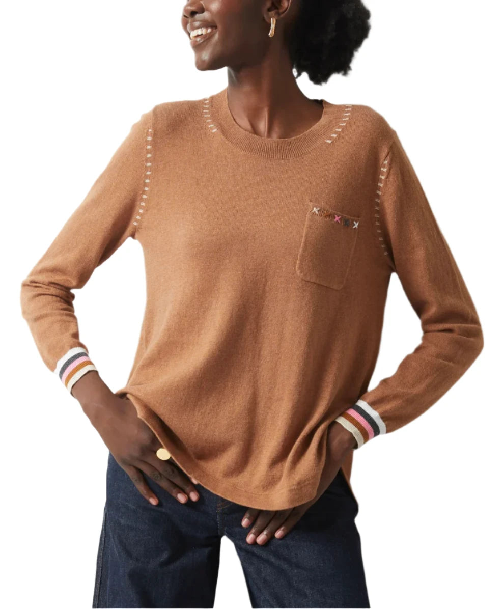 Handwork Curve Sweater - Cafe