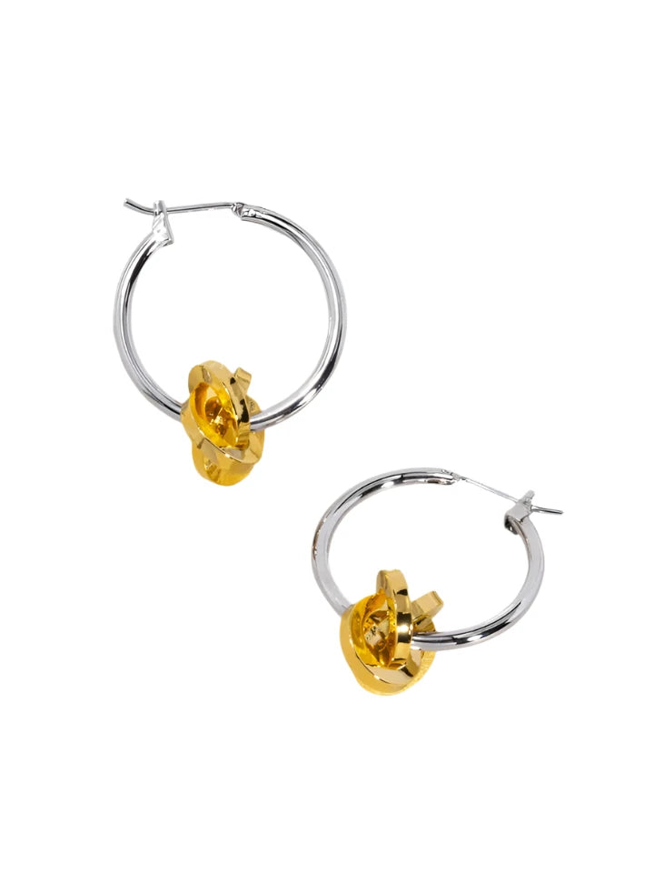 Two-Tone Knotted Charm Drop Earrings