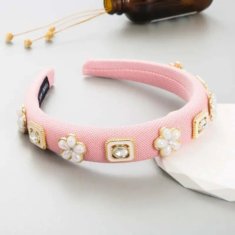 Jeweled Headband - (ivory or pink)