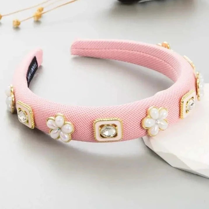 Jeweled Headband - (ivory or pink)