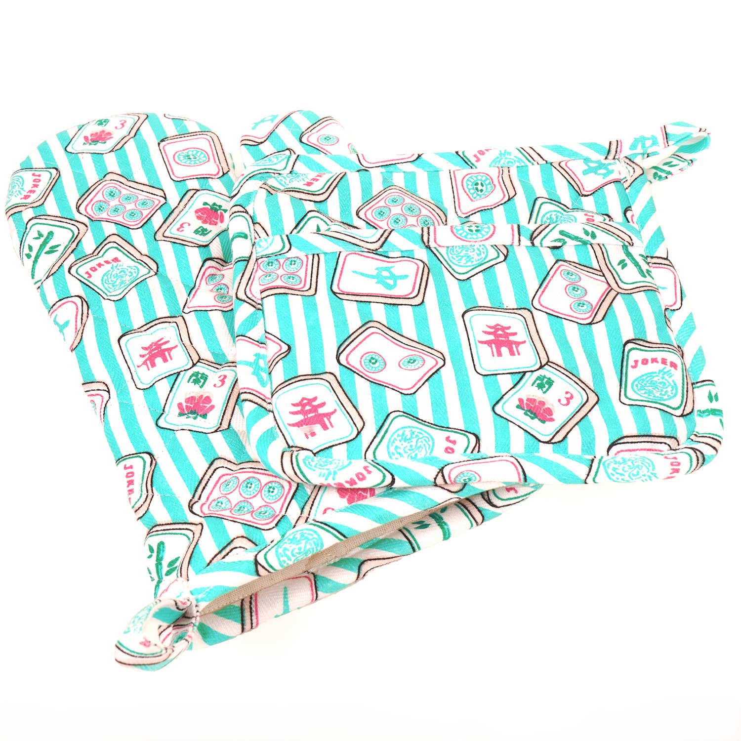 Mahjong Stripe Oven Mitt Set