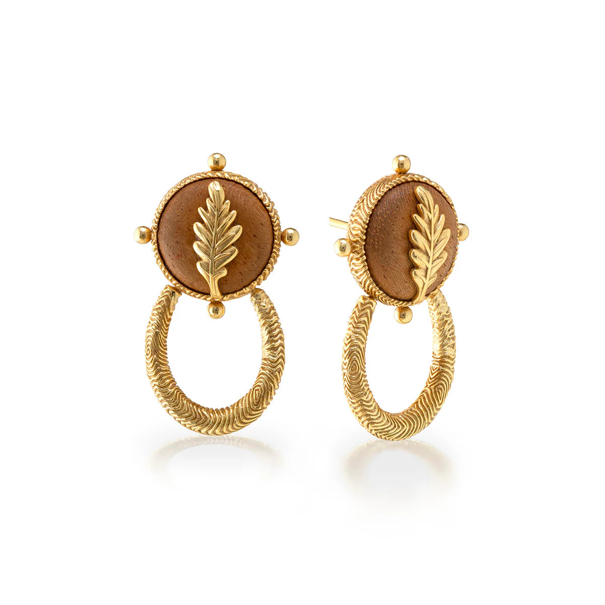 Capucine De Wulf Forest Walk Oak Leaf Earrings - Teak