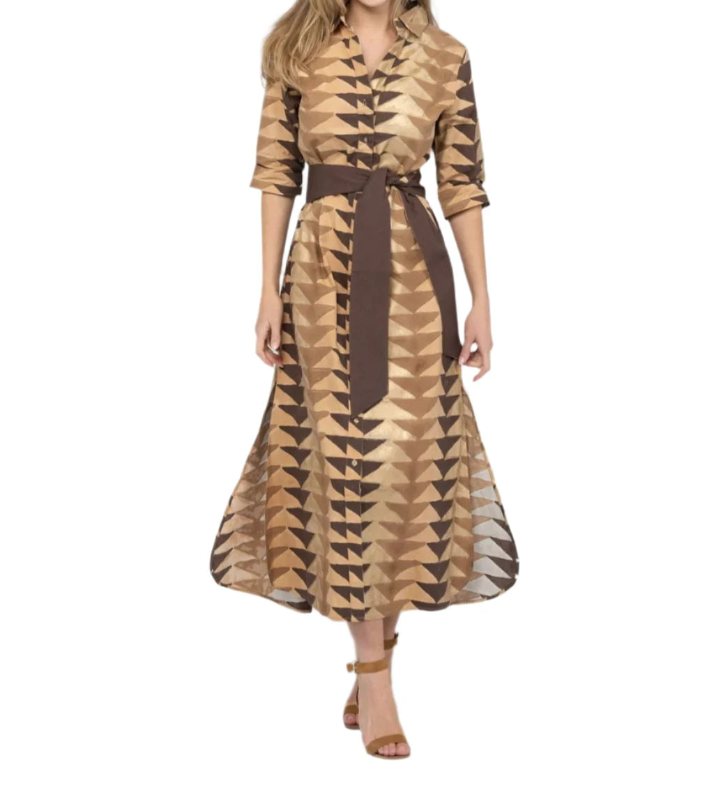 Beau & Ro Eloise Shirt Dress - Triangle Brown Gold