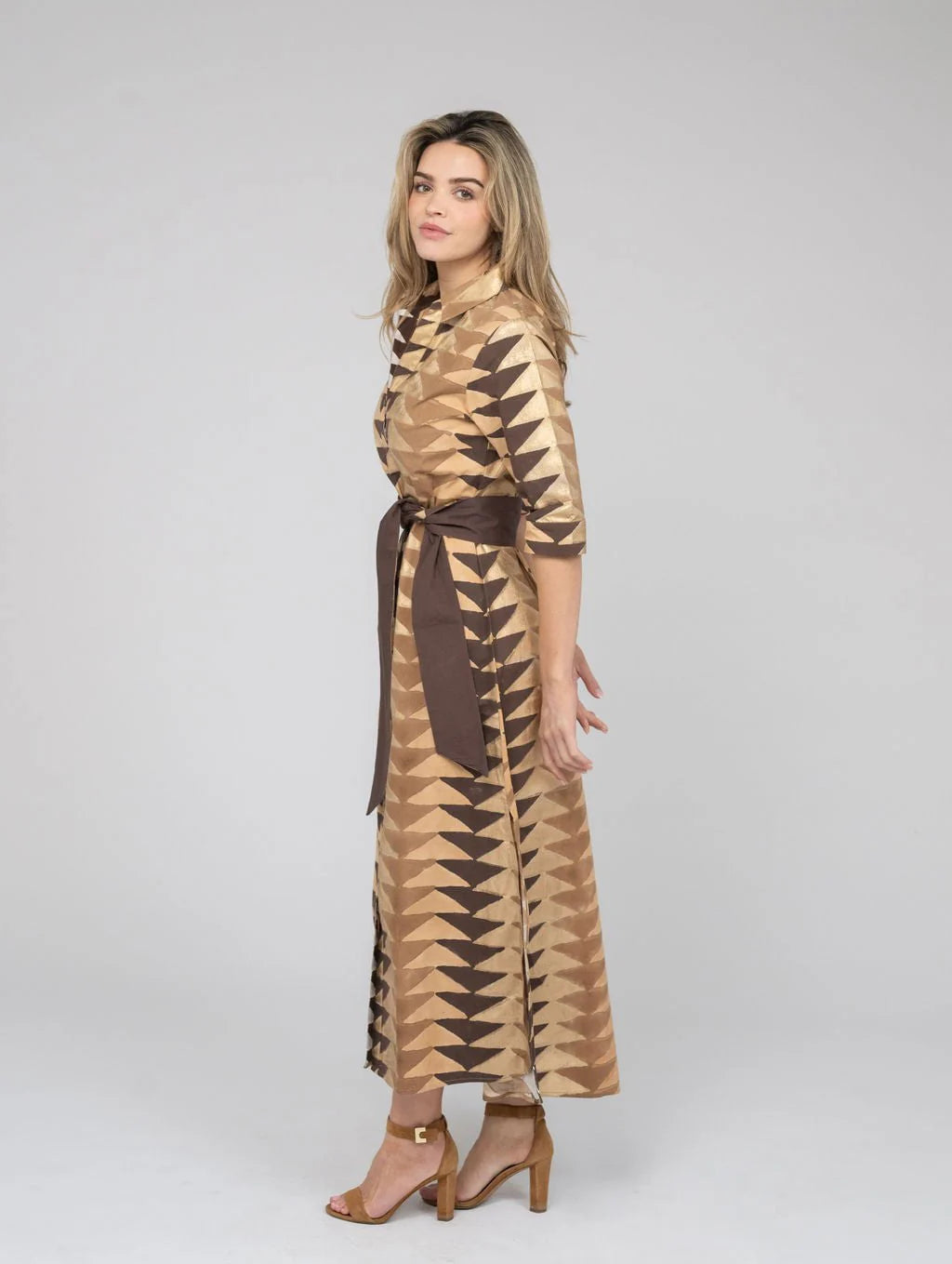 Beau & Ro Eloise Shirt Dress - Triangle Brown Gold