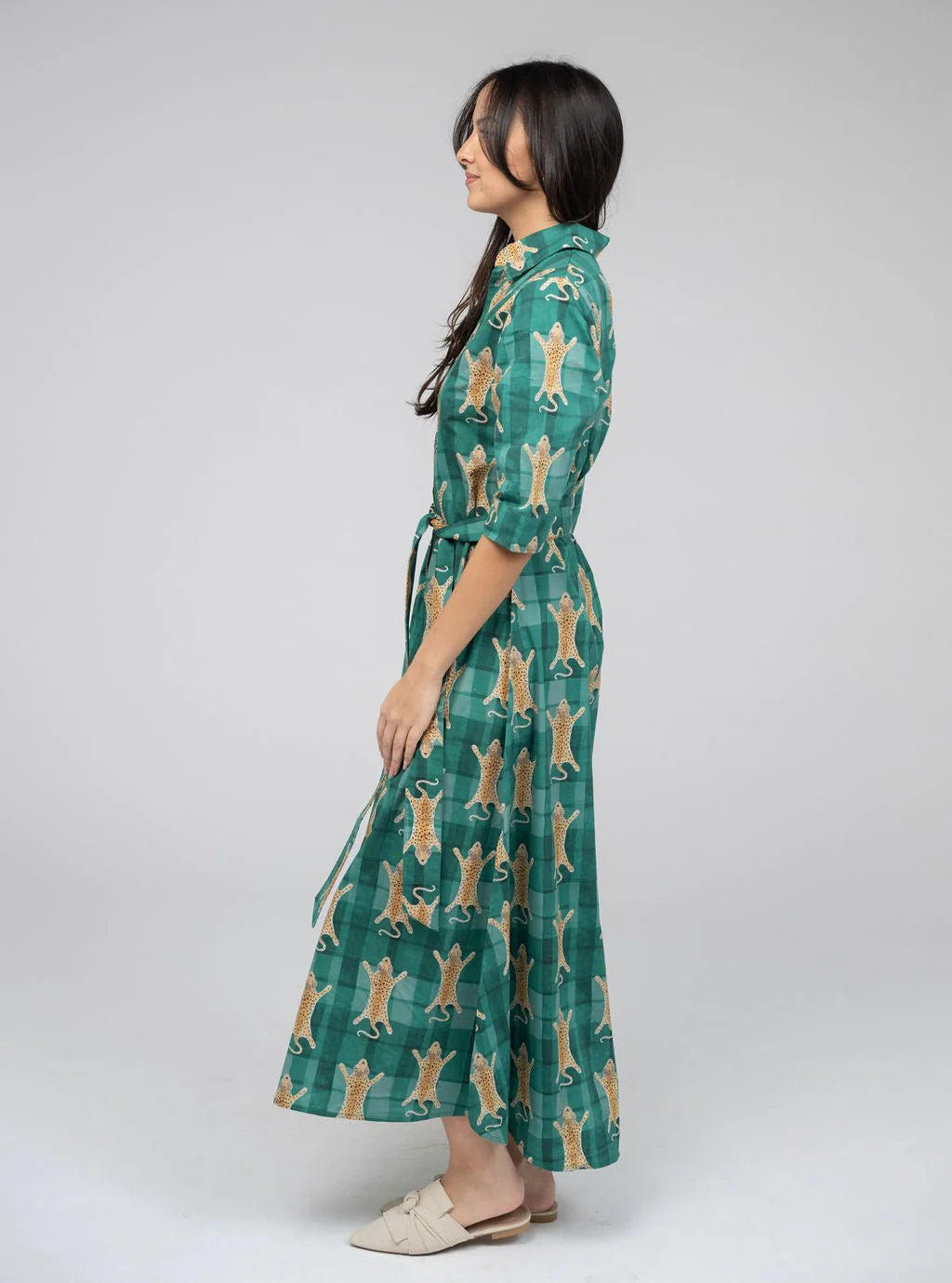 Beau & Ro Eloise Dress - Cheetah Green