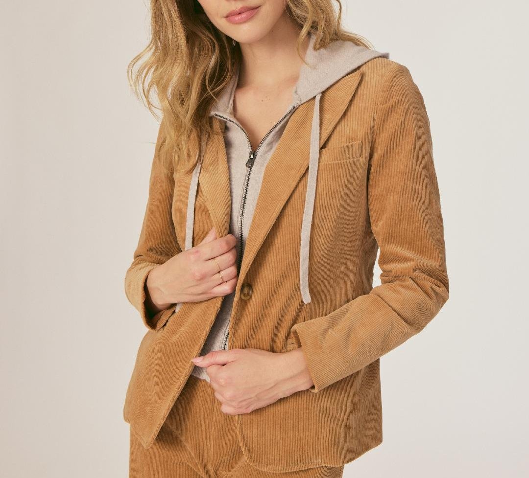 Corduroy Cashmere Dickey Blazer - Tobacco