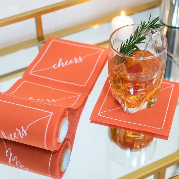 Coral Cocktail Napkin Roll