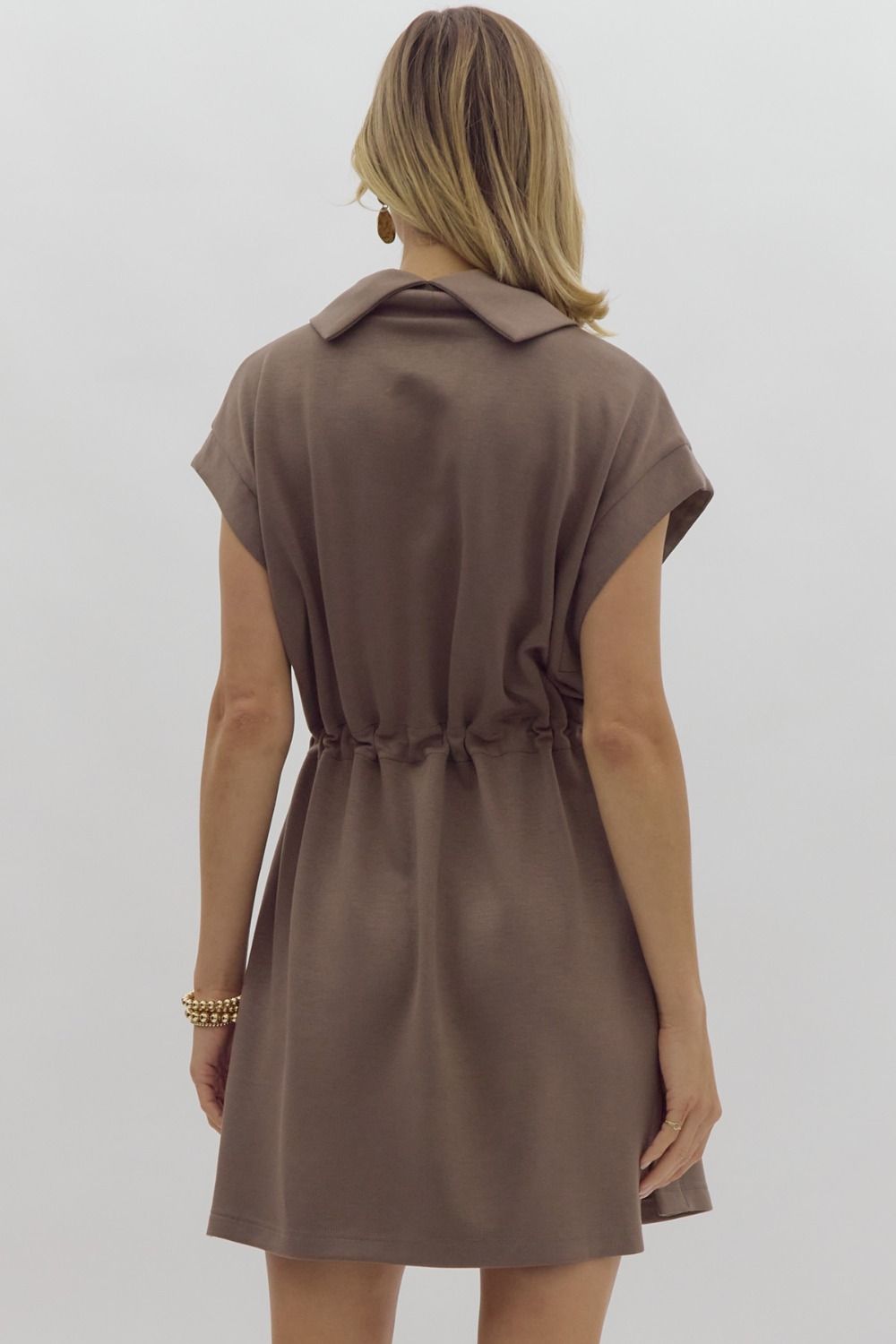 Cowl Neck Mini Dress - Mocha