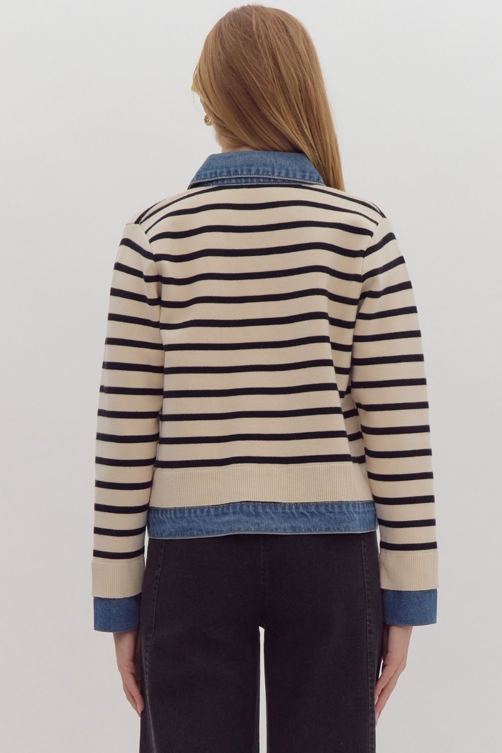 Striped Combo-Cardi Sweater