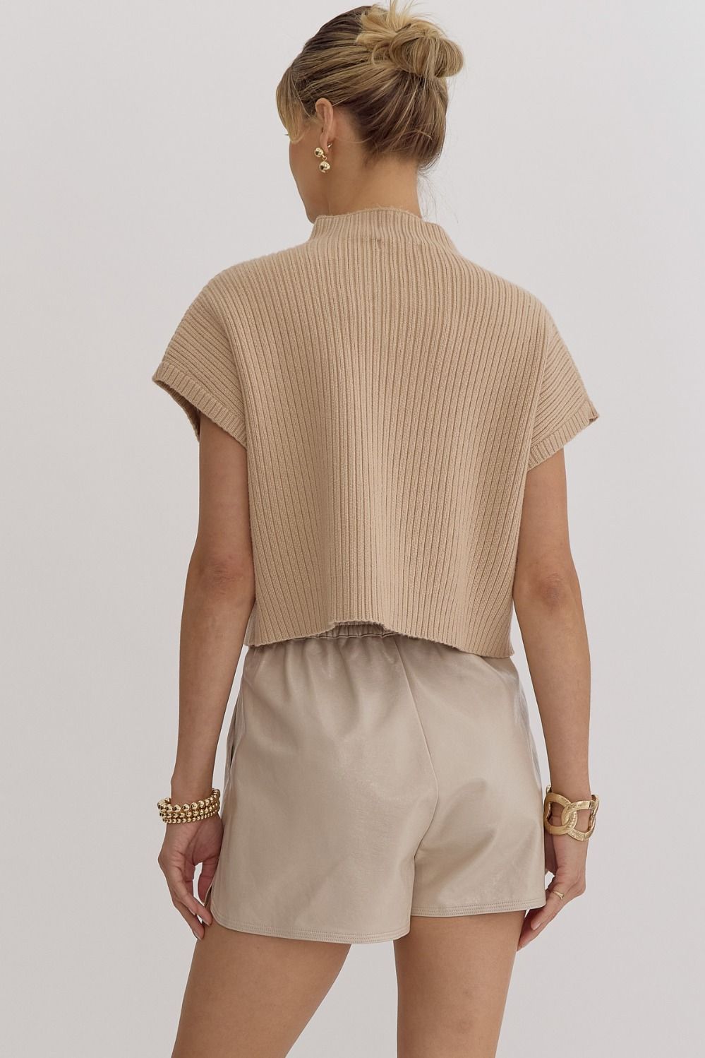 Ribbed Mock Neck Sweater - Bone or Snow