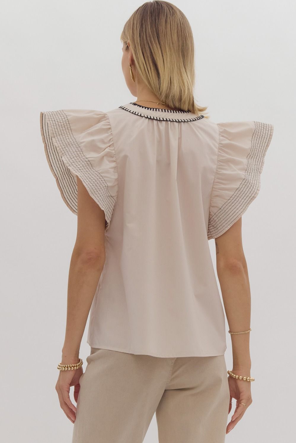 Flutter Sleeve Top - Ecru