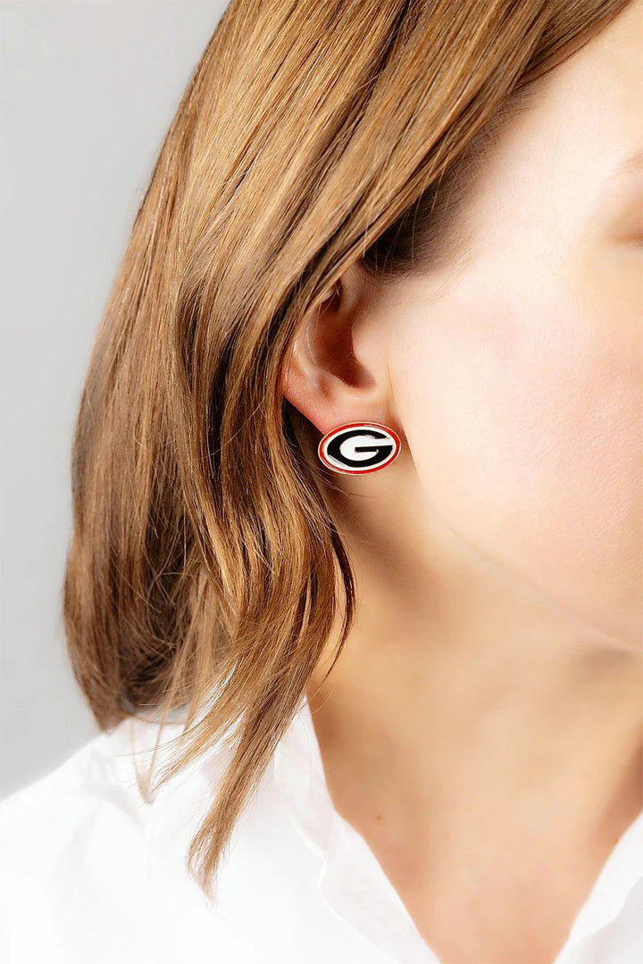 Georgia Bulldogs Enamel Stud Earrings in Black/Red