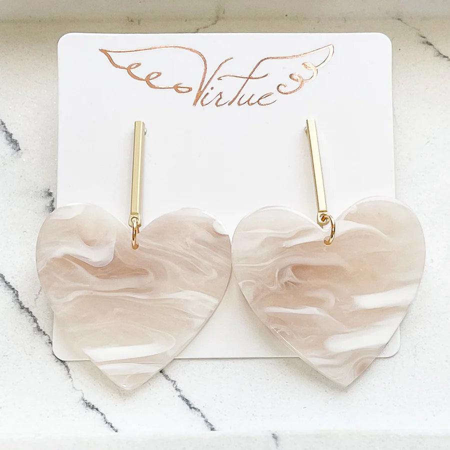 Acrylic Hearts Ear Rings 5 Different Pairs In 1 Set