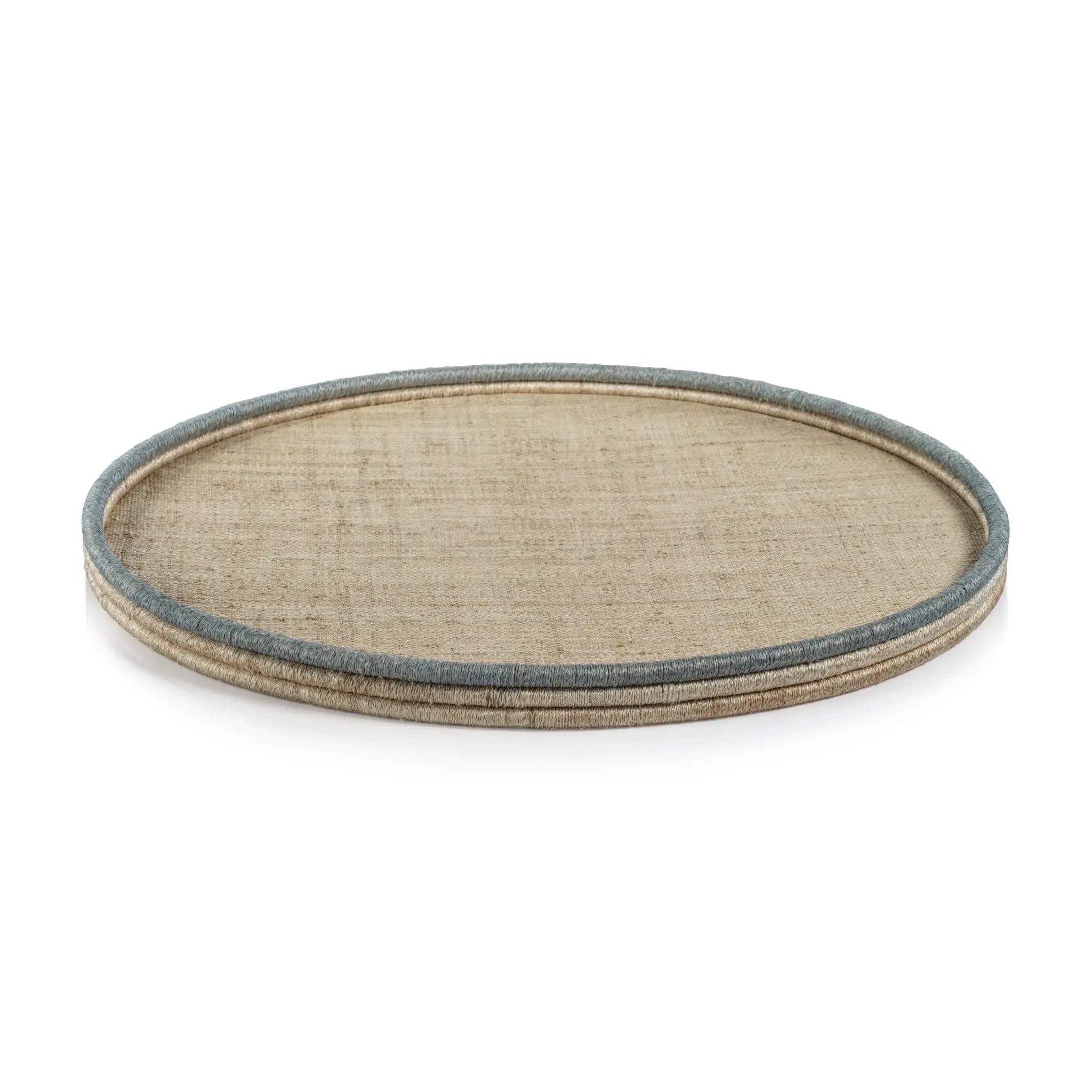 La Cote Coiled Rattan & Abaca Round Serving Tray