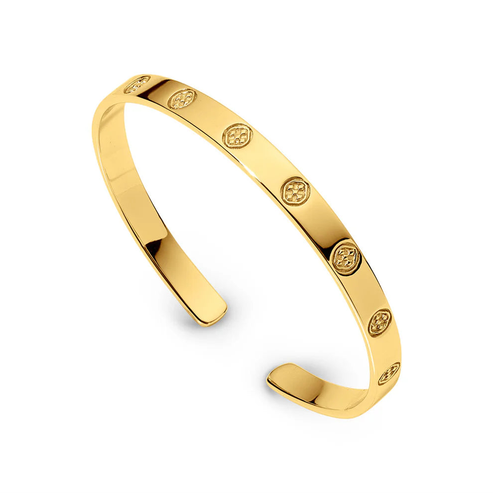 Gracewear Shield Embossed Bangle Bracelet - Gold Vermeil