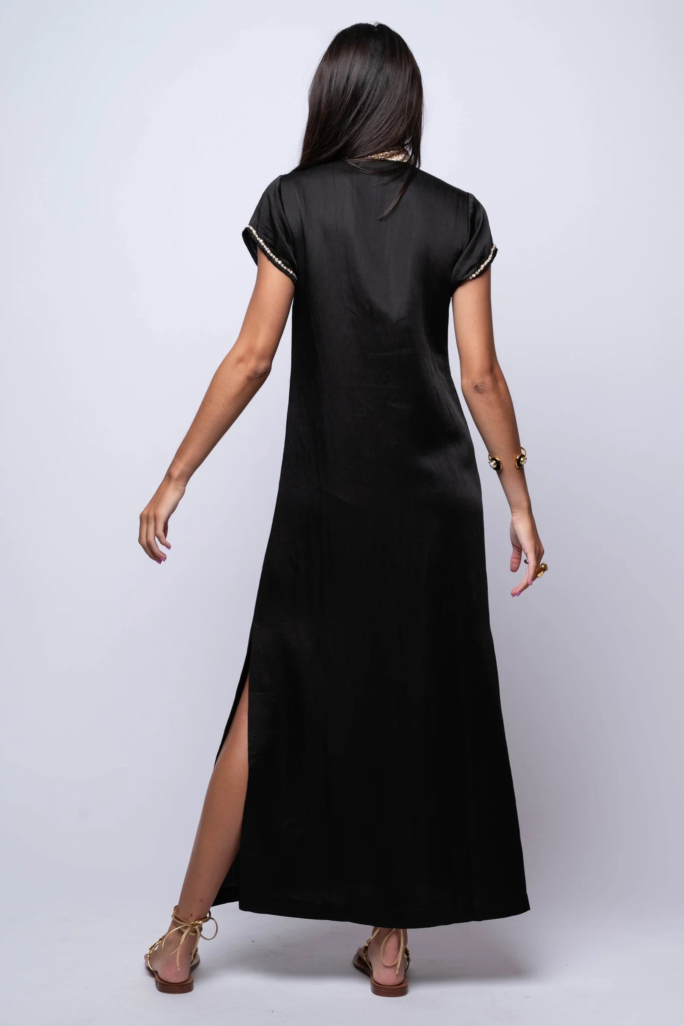 Bella Tu Cap Sleeve Caftan - Black