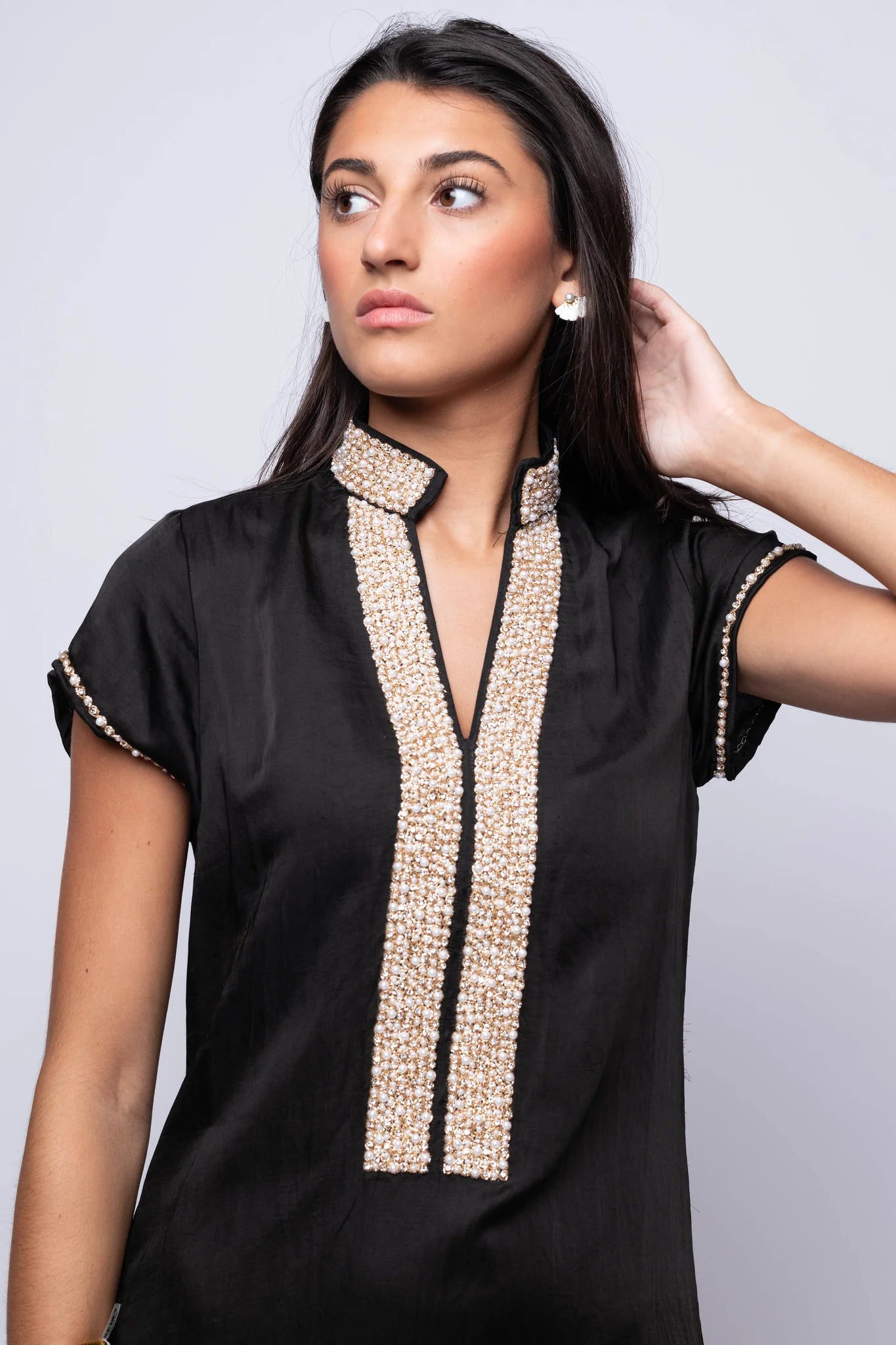 Bella Tu Cap Sleeve Caftan - Black